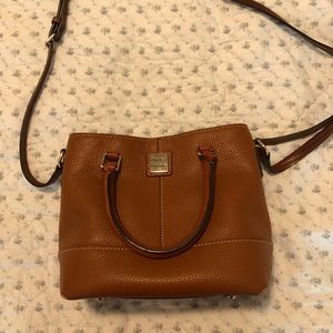 dooney and burke brown leather bag with red lining